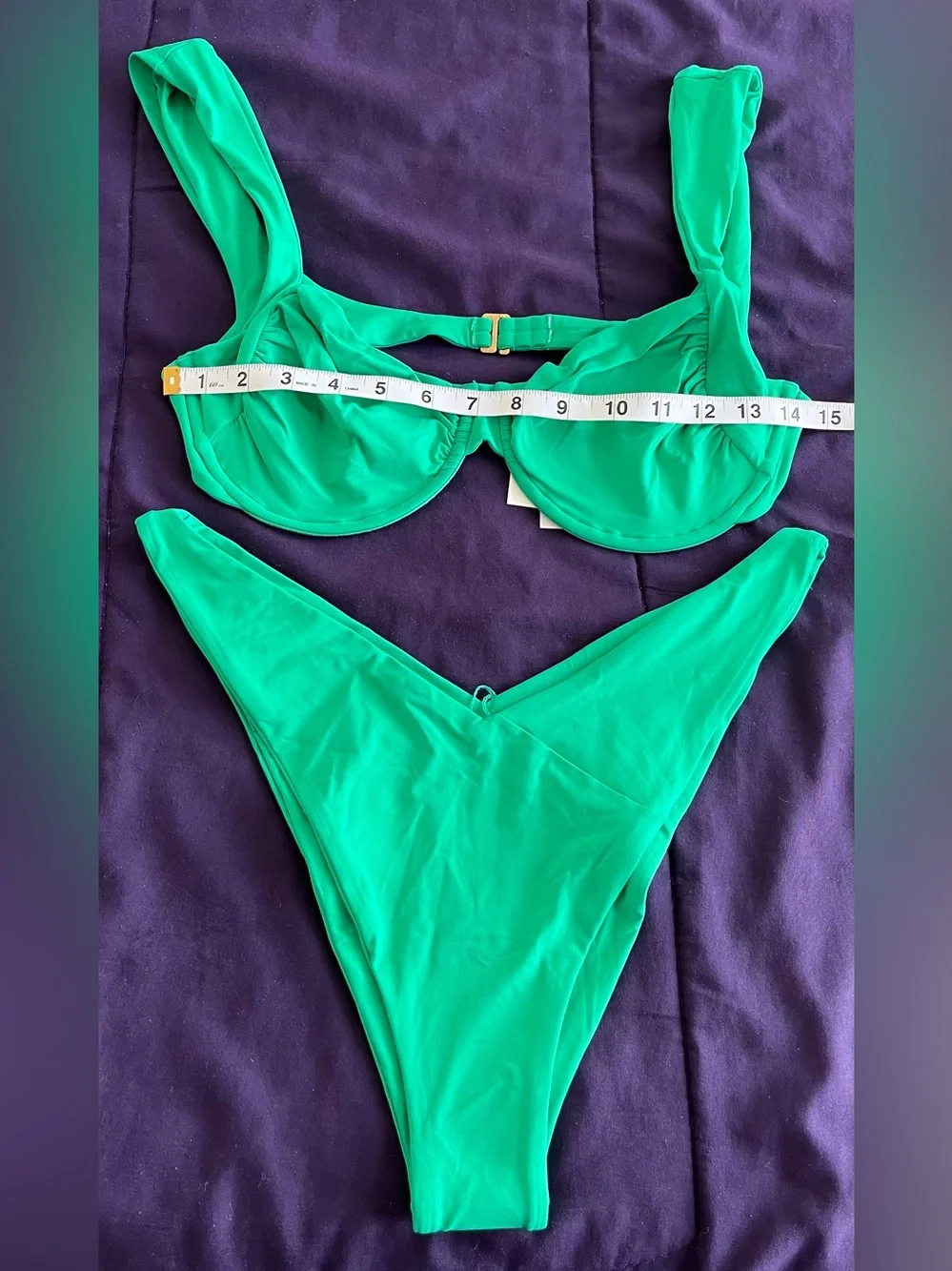 L*Space Bikini Set Stella Top & Low Tide Bottom XL Jade Green Resortwear Swim